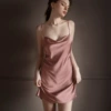 (Y-No slit) Satin nightgown-caramel color