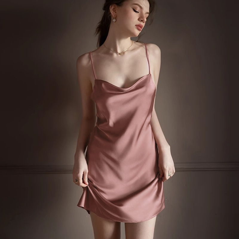 (Y-Unsplit) 새틴 잠옷-진한 베이지