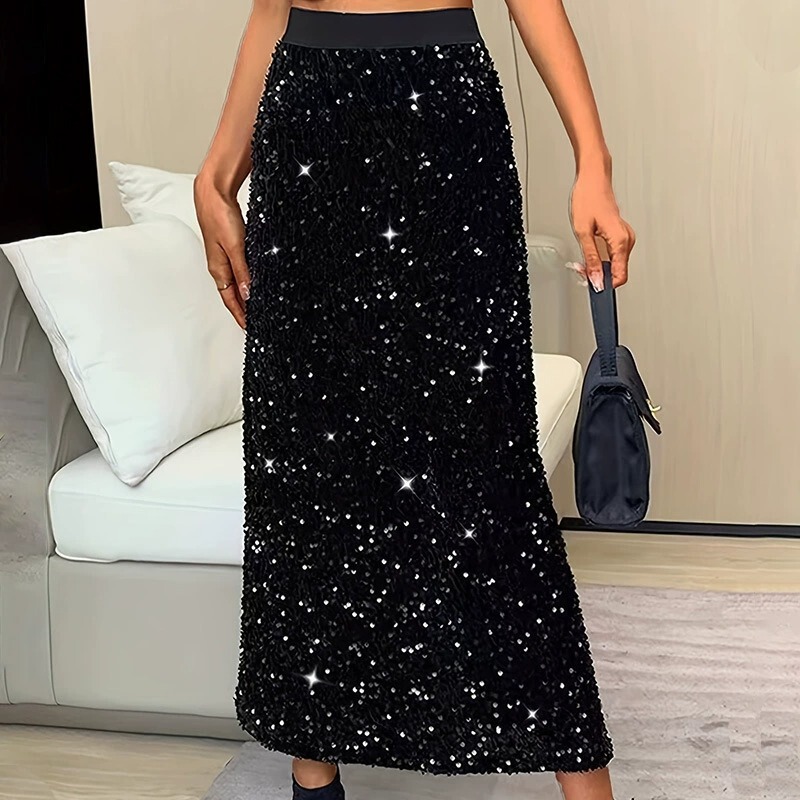 Cross-Border Exclusive Supply of Black Sequined Long Skirts, High-Waisted Straight Dresses, Long Dresses for Parties and Evening Events, Women's Clothing Wholesale Cross-Border Exclusive Supply of Black Sequined Long Skirts, High-Waisted Straight Dresses, Long Dresses for Parties and Evening Events, Women's Clothing Wholesale