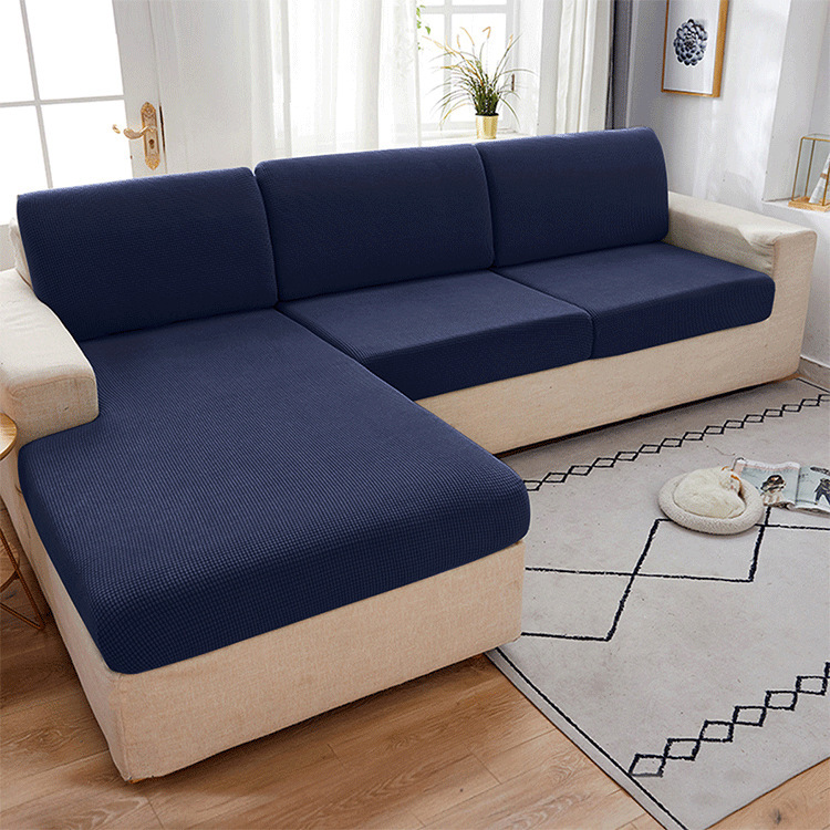 Funda de cojín de sofá de forro polar elástico de color sólido para venta al por mayor transfronteriza, funda universal para sofá con diseño de grano de maíz.