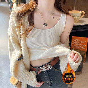 Plus Size Velvet Thermal Vest 2025 New Versatile Inner Wear for Women Autumn and Winter White Thickeneded Bottoming Knitted Top