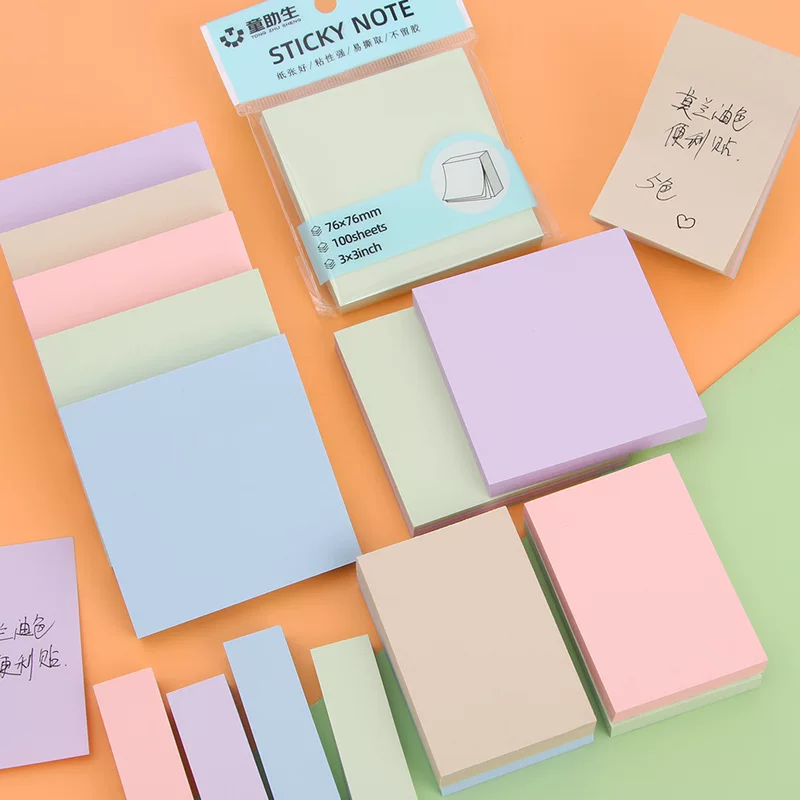Sticky Notes (Morandi) Pastel Index Pads, 76×76 mm & Multi Sizes, Student Stationery