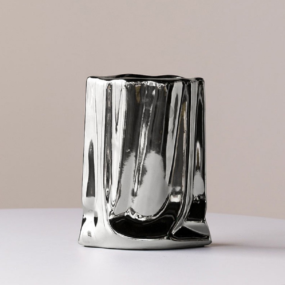 Light Luxury and Simple Ceramic Vase Flower Arrangement Ornaments High-End Niche Home Decoration Vase Ceramic Desktop Flower Vessel