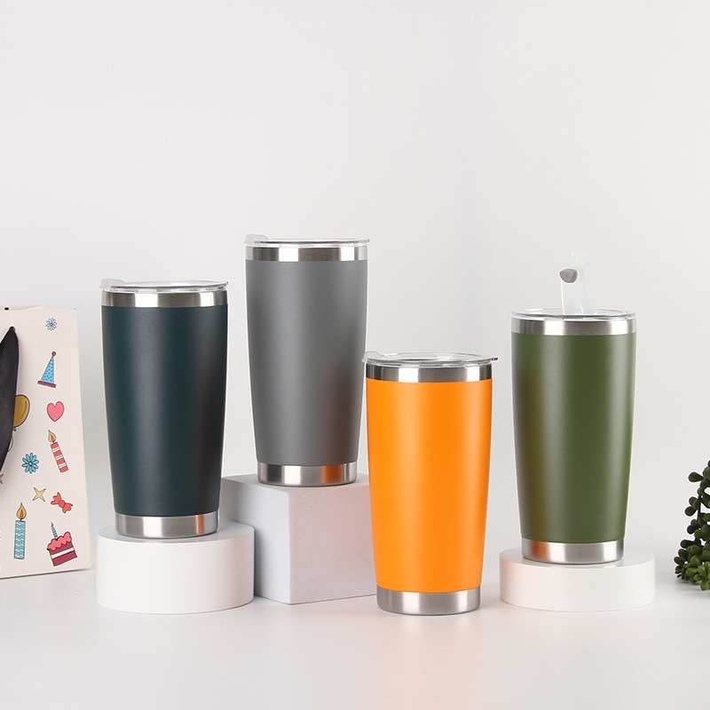 Taza de automóvil de color transfronterizo 304 taza de aislamiento de vacío de acero inoxidable de doble capa resistente a caídas portable de aislamiento de frío taza recta