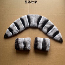 定做跨境懒兔整套仿龙猫毛领出口订单彩色獭兔毛青果领兔毛袖口