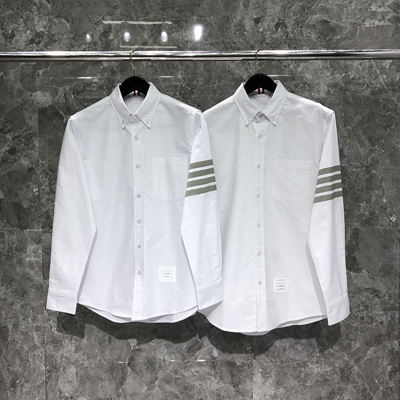 Time Breathe TB White Shirt Classic Gray Four Bar Oxford Textiles…