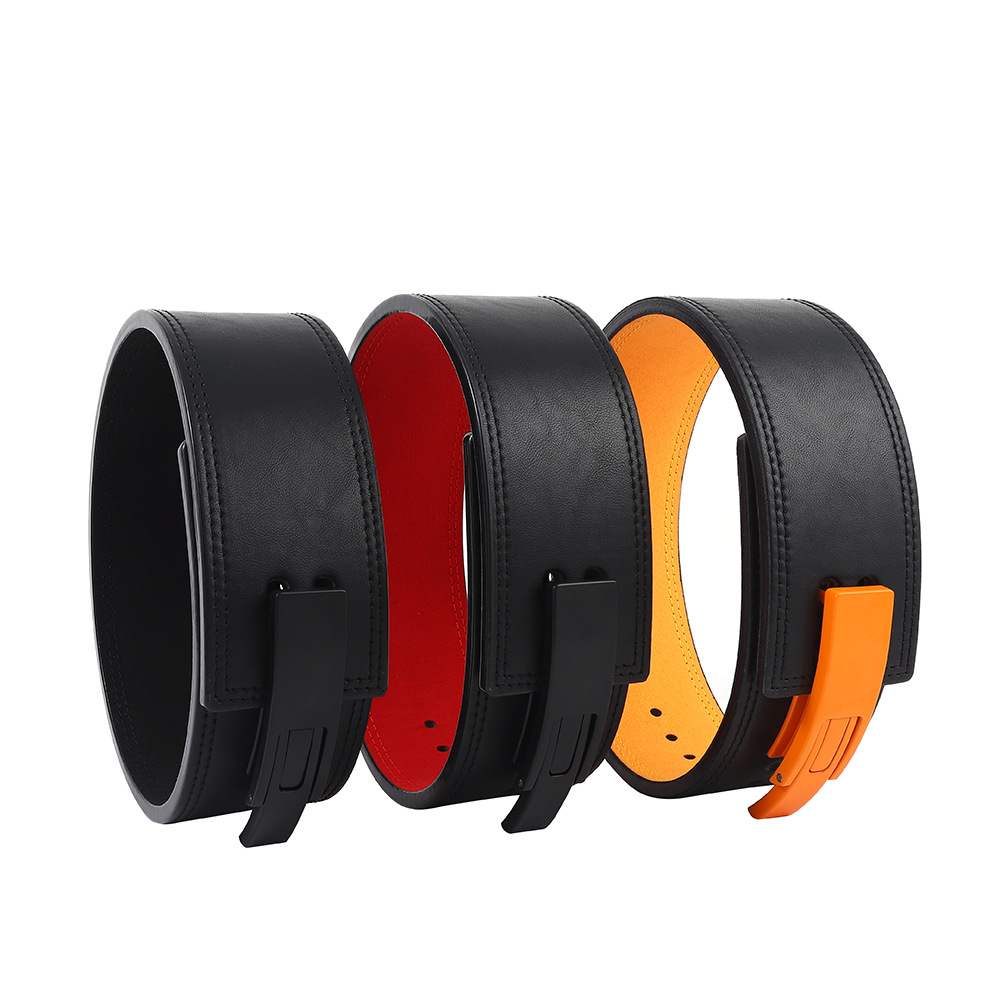 New Training Sports Fitness Belt Hard Pull Power Lift Automatic Lever Buckle Squat Weightlifting Sports Belt for Men