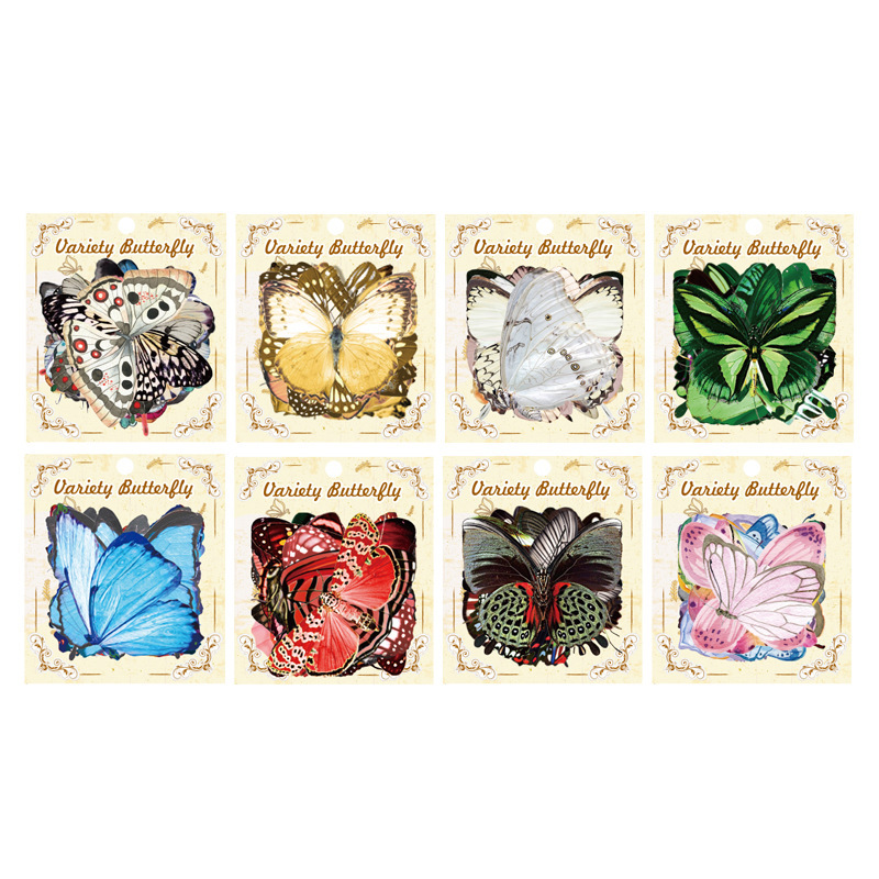 Variedad de mariposa serie cuenta de mano pegatinas de pvc a prueba de agua pegatinas de taza de agua decoración de la cáscara del teléfono móvil linda mariposa pequeñas pegatinas