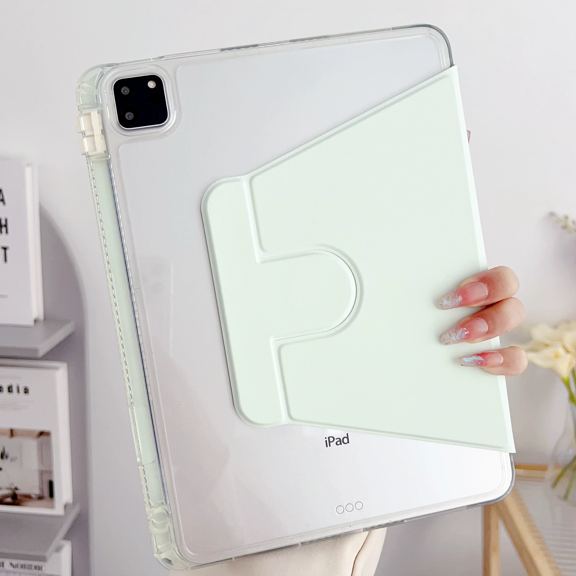 Подходит для Apple iPad 10.2 высокопрозрачный поворотный чехол-книжка с подставкой, набор для iPad10, Air4/5, Samsung S9