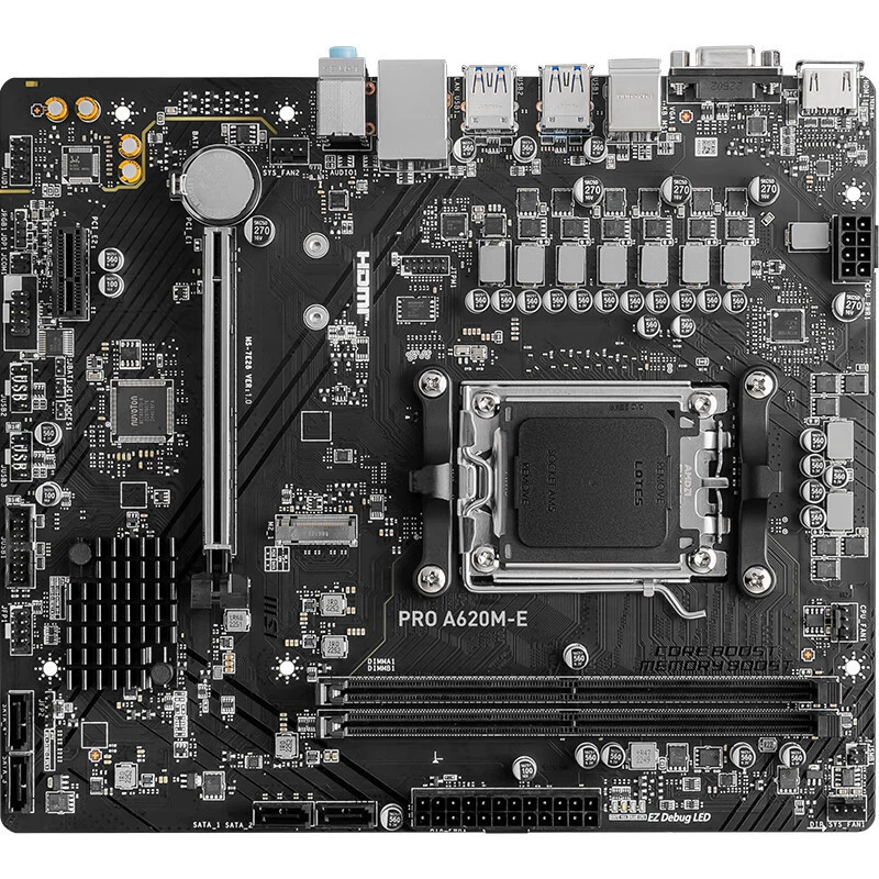 Совместимая материнская плата AMD MSI Pro A620M-E Socket AM5 поддерживает процессоры 7000 серии