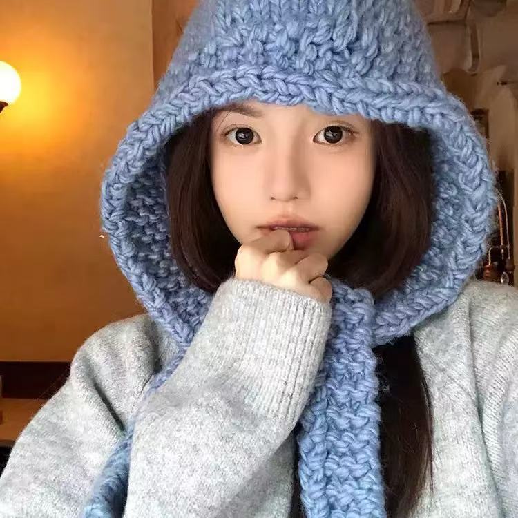 韩版粗针织帽女秋冬季时尚保暖雷锋帽护耳巴拉克拉法帽护耳毛线帽|undefined
