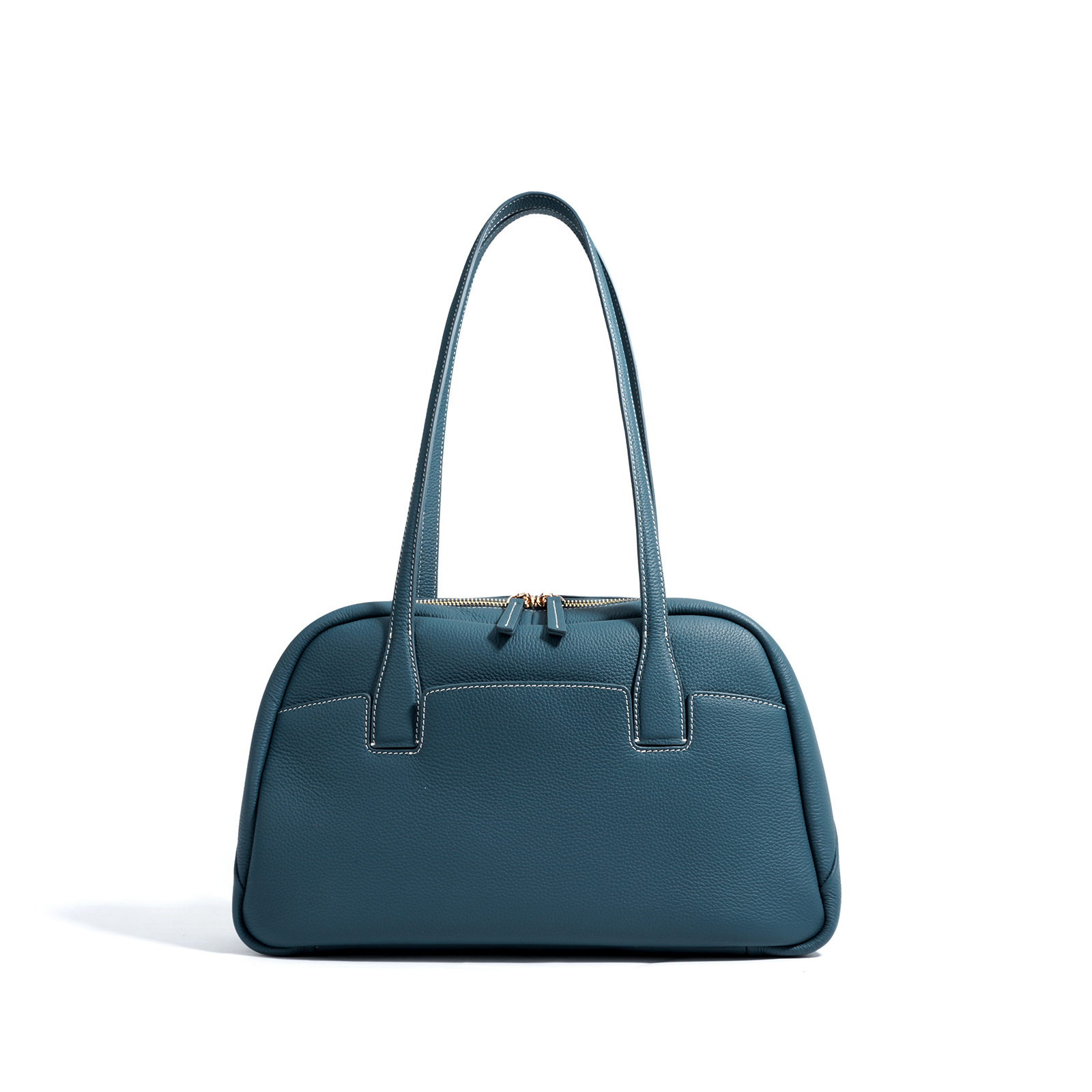 2026 New Genuine Leather Large Capacity Tote Bag For Women Fashion Commuter Bowling Bag Handbag Shoulder Boston Bag - Thumbnail 8