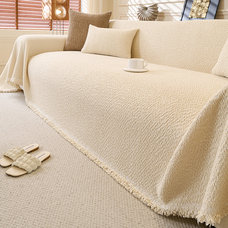Minimalist Cream-Style Sofa Cover 2026 New Model with Tassel Edges, Full-Cover Sofa Cover with a High-End Feel for the Living Room