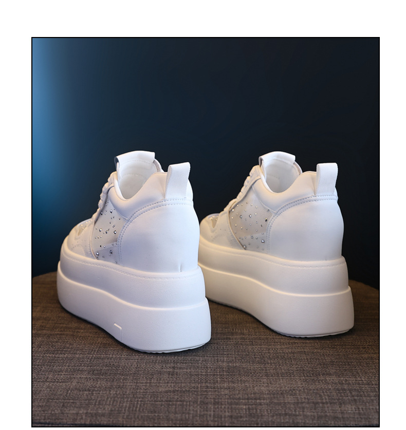 Giày sneaker nữ đế dày tăng chiều cao, mặt lưới thoáng khí, phối trắng đa năng — bạc trắng chi tiết 20