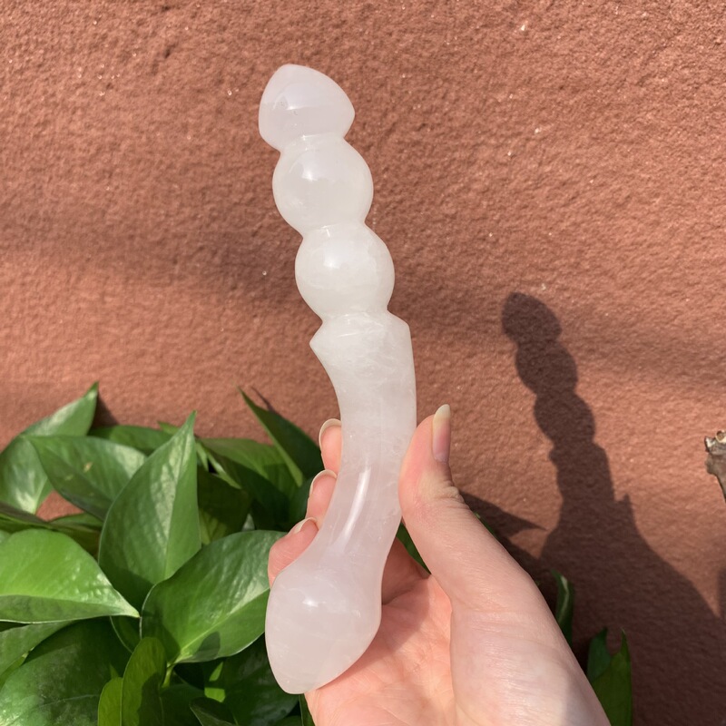 天然白水晶雕刻原石打磨水晶按摩棒 图 6