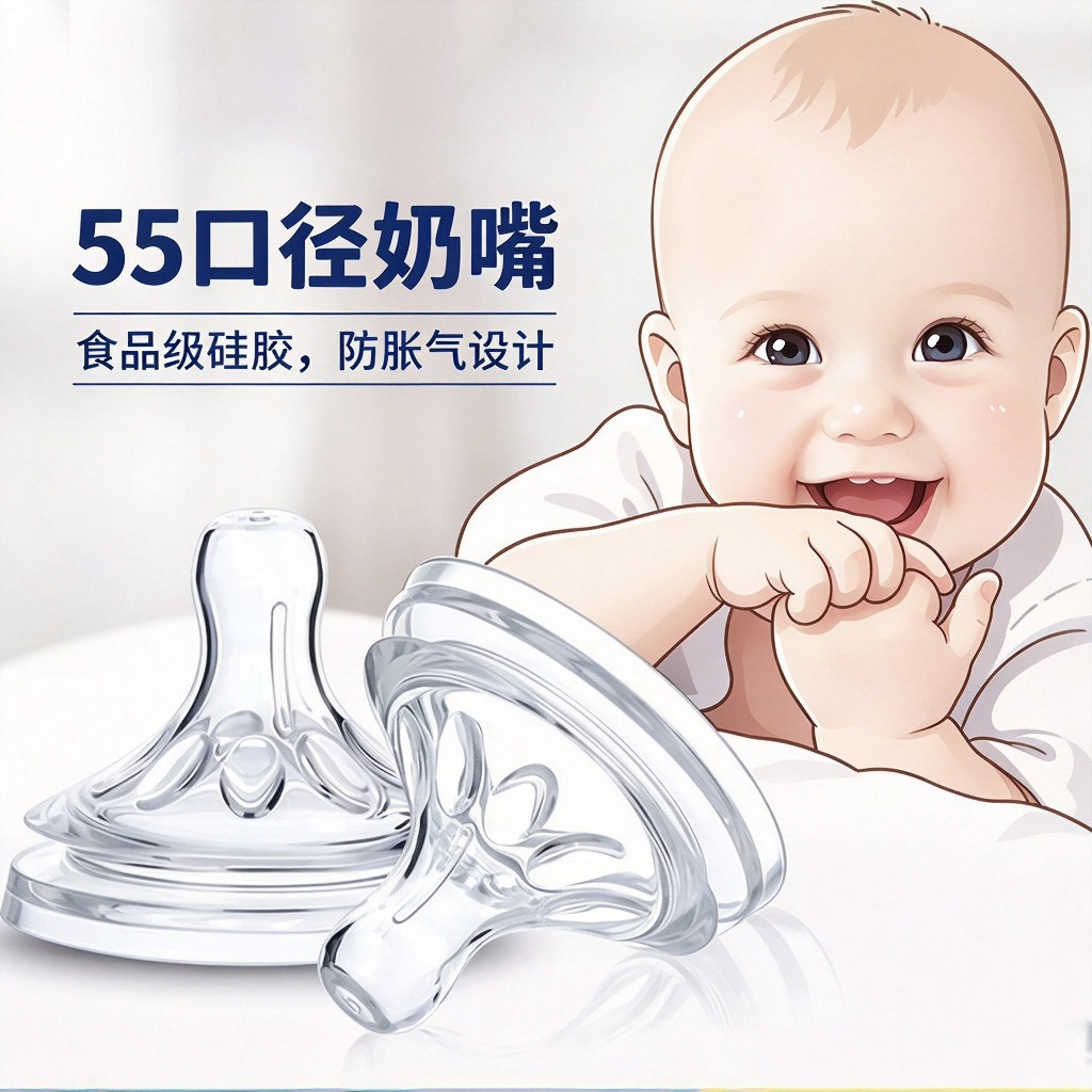 Wholesale Compatible with Avent Wide-Mouth Bottle Accessories, Universal Nipple for 5.5cm Diameter Bottles, Baby Silicone Nipple