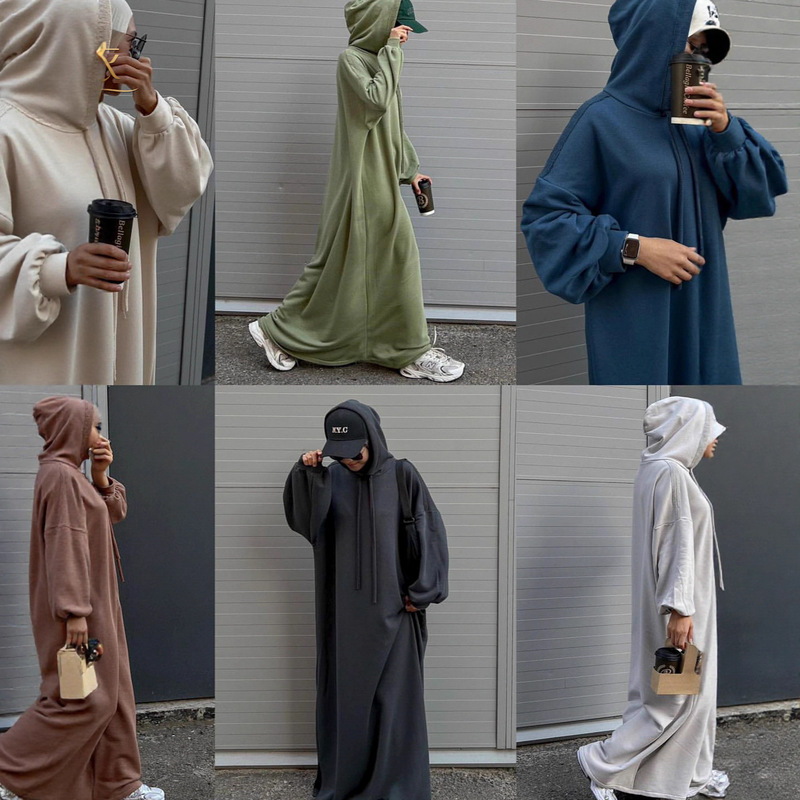 Powerful Factory Offers Free Sample Shipment for Cross-Border Aliexpress: Casual Comfortable Robe, Solid Color, Loose Hooded Dress with Pockets Powerful Factory Offers Free Sample Shipment for Cross-Border Aliexpress: Casual Comfortable Robe, Solid Color, Loose Hooded Dress with Pockets
