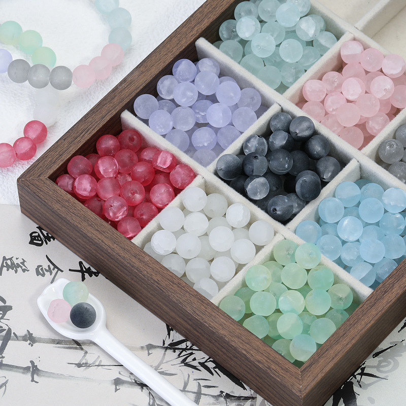 10mm Frosted Glass Beads That Become Transparent When Exposed to Water, Loose Beads, Handmade DIY Jewelry, Bracelets, Necklaces, Beading Accessories