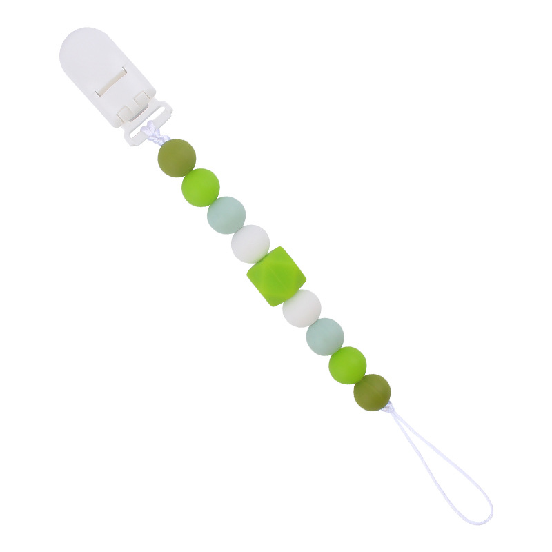 Nuevos suministros para bebés Cadena de chupete de silicona calmante bebé 14mm octogonal mordedura de silicona cadena anti-caída molar