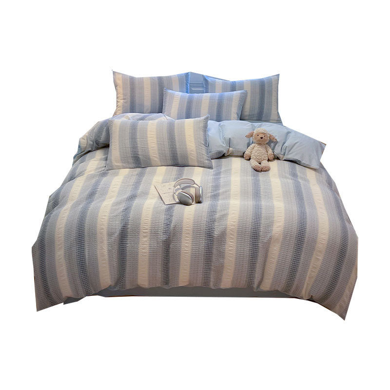 Juego de Ropa de Cama de Cuatro Piezas de Algodón 100% con Tejido Waffle, Modelo 2025, Funda Nórdica, Sábana, Sábana Ajustable, Juego de Ropa de Cama de Algodón Puro.