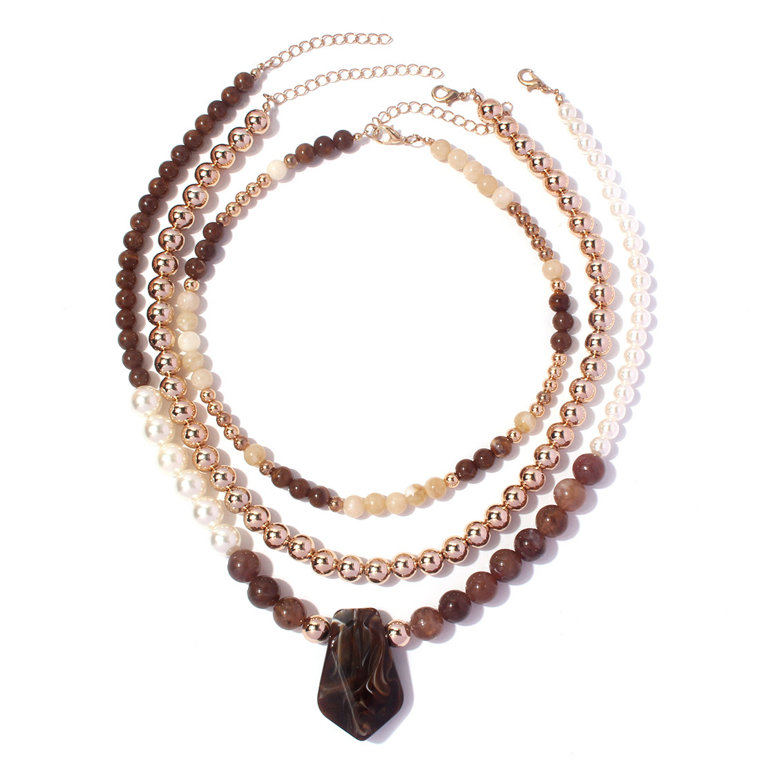 Collana multi-strati alla moda con pendente a losanga donna_voghion.com