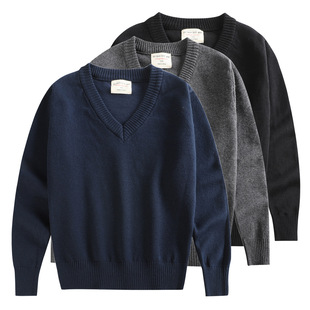 Girls' Pullover Children's Sweater Parent-Child Outfit, Older Children's Knitted Base Shirt, Boys' Wool Korean Style Autumn and Winter Sweater