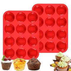 ケーキのシリカゲルの鋳型の易離型の焙煎ツールの12連の円形の食品級のシリカゲルのケーキの鋳型のメーカーの現物