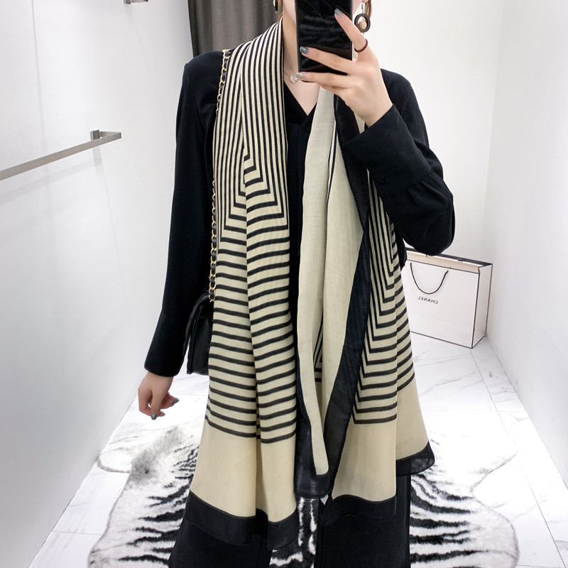 新款秋冬棉麻围巾女 韩版时尚百搭印花披肩 冬季保暖围脖丝巾厂家|ms