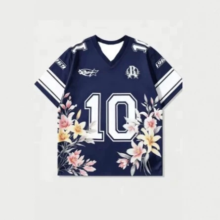 Summer T-shirt Jersey Printed Shirt Casual Short Sleeve V-neck Top Men's Fashion Sports 3D Printed T-shirt