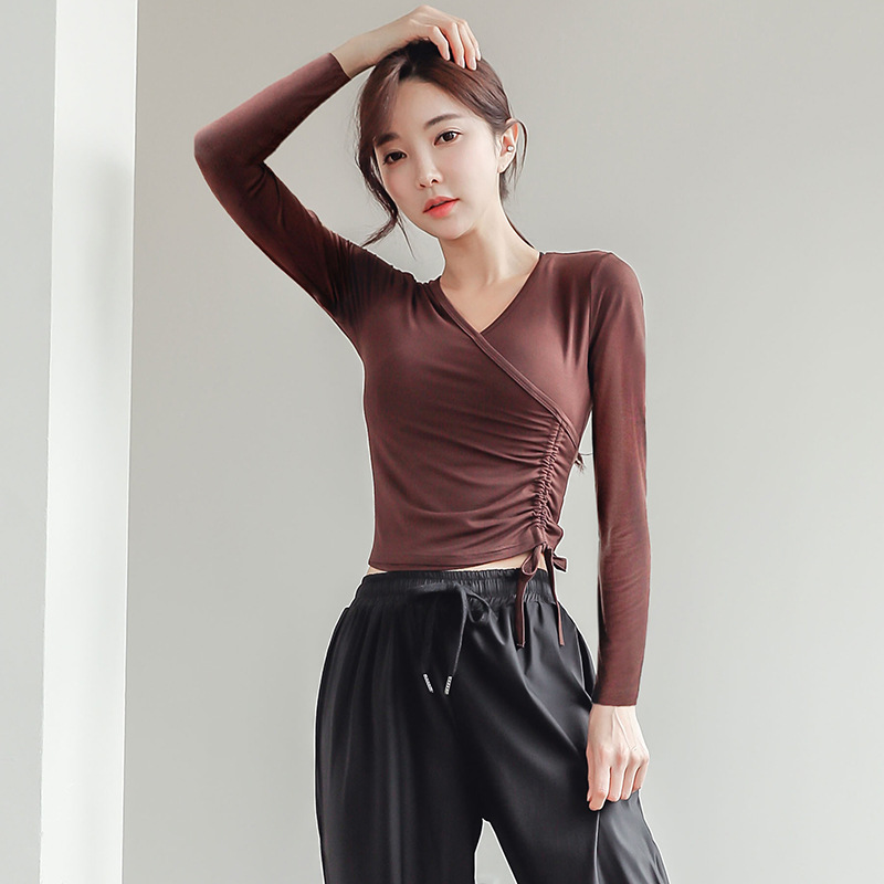 Yoga Top Long-sleeved Tight Navel-exposed Short Large Size Spring and Autumn Korean Gym Running Pilates Clothes