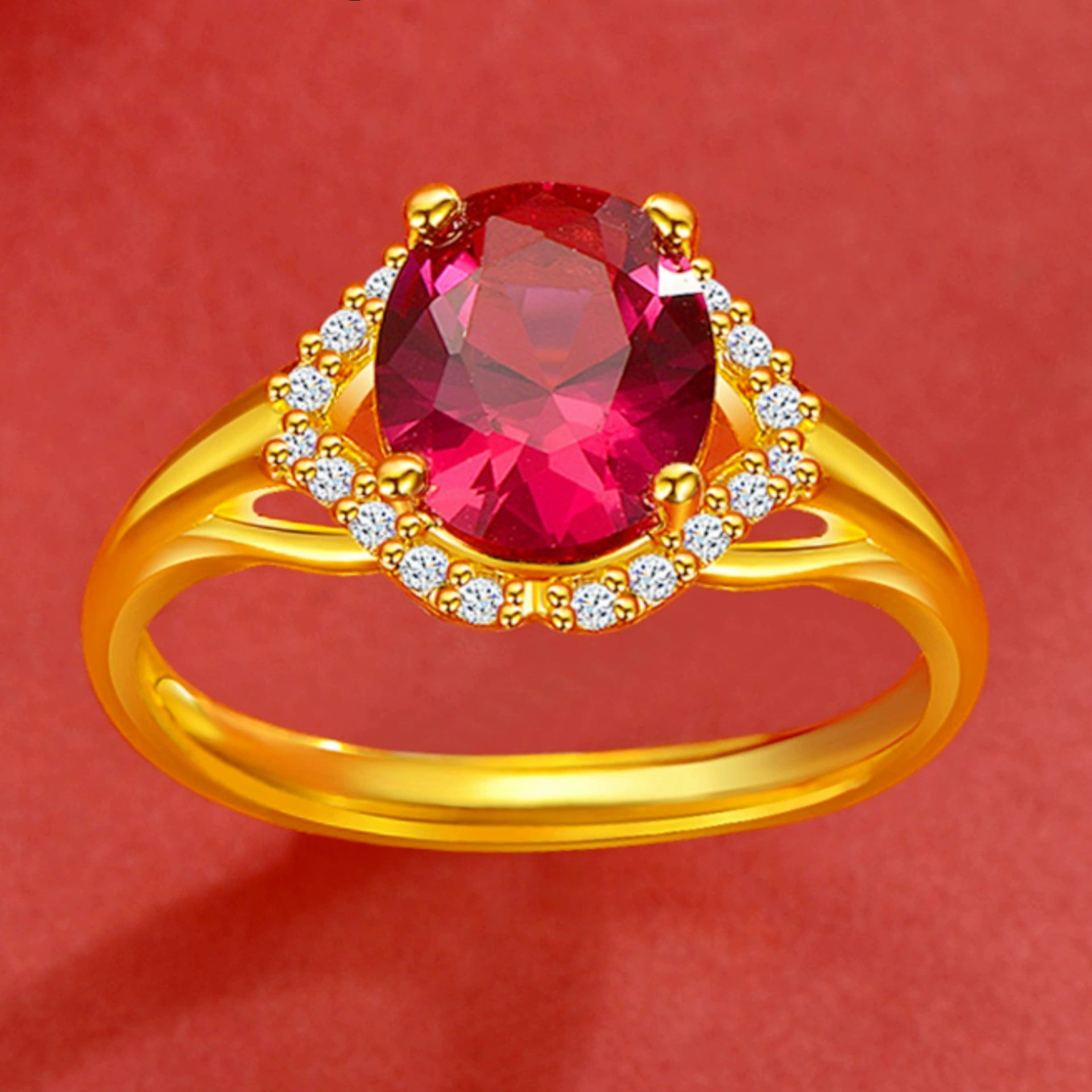 Золотое ruby обручальное кольцо