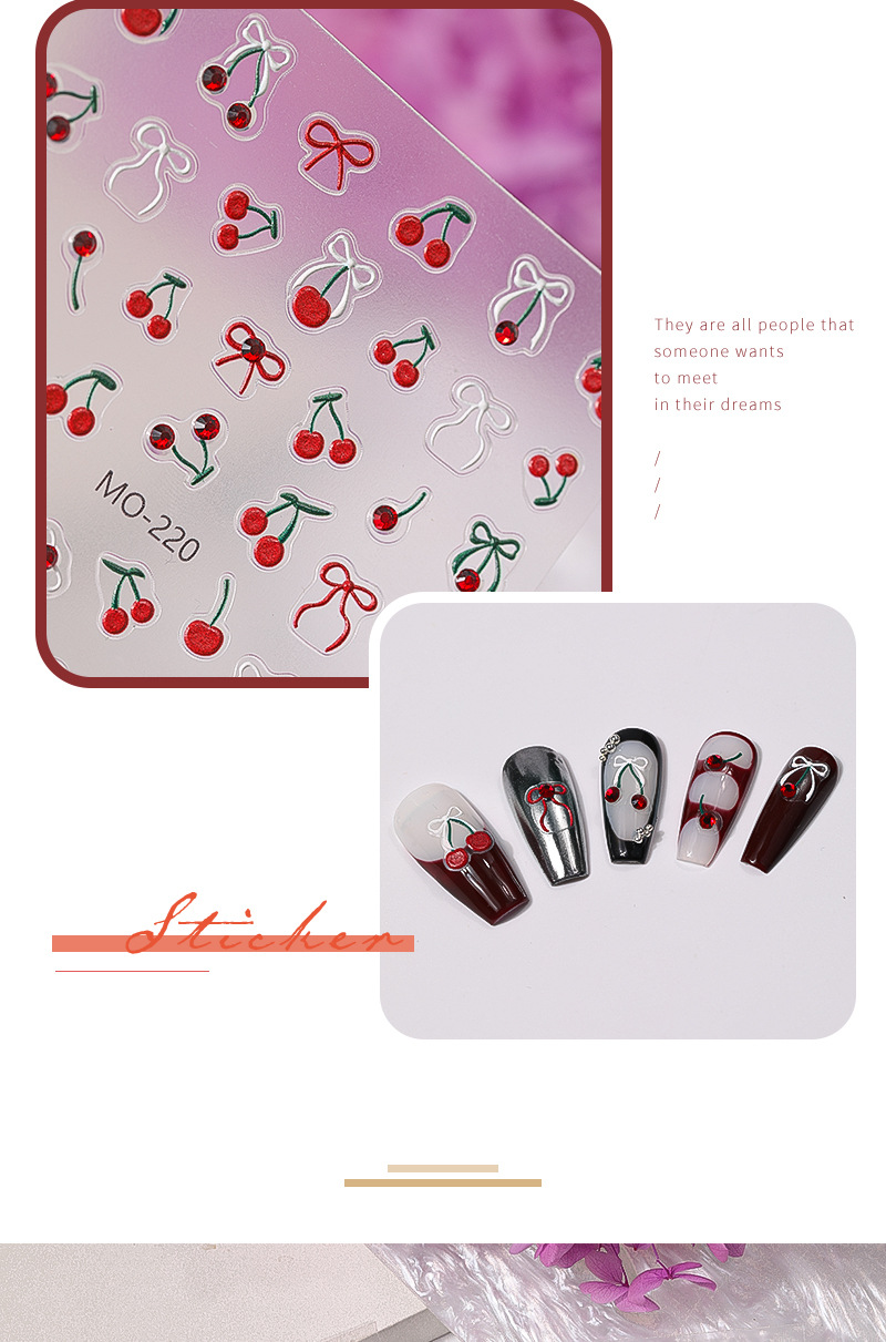 Nail Decals  Classification of Nail Art Accessories Sweet Cherry PVC Nail Decoration Accessories