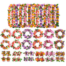 海边沙滩夏威夷花环花瓣12色四件套项链头环手环节日装饰用品