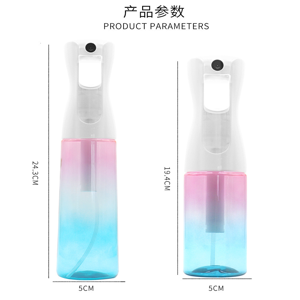 Comercio exterior pulverización de alta presión color gradiente desinfectante agua de maquillaje alcohol pulverización de alta presión botella de pulverización continua botella dividida