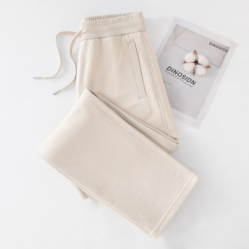 380G heavyweight pure cotton terry sweatpants for women, high-waisted, drawstring, slightly wide-leg, straight-cut, with zipper pockets, casual long pants for autumn and winter 380G heavyweight pure cotton terry sweatpants for women, high-waisted, drawstring, slightly wide-leg, straight-cut, with zipper pockets, casual long pants for autumn and winter