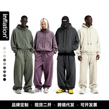 捷展男装|美式连帽套装25冬季新品加绒加厚10色抓绒卫衣卫裤男女
