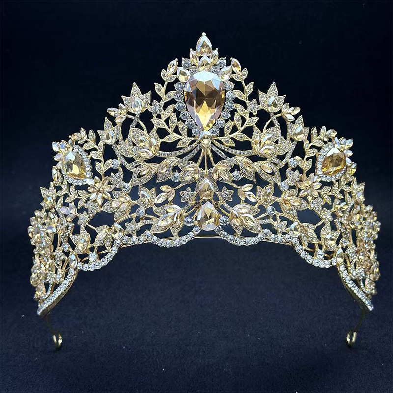 Luxury ligero diamante de aleación de zinc barroco coroa fiesta desfile corona de cumpleaños accesorios vestido de novia