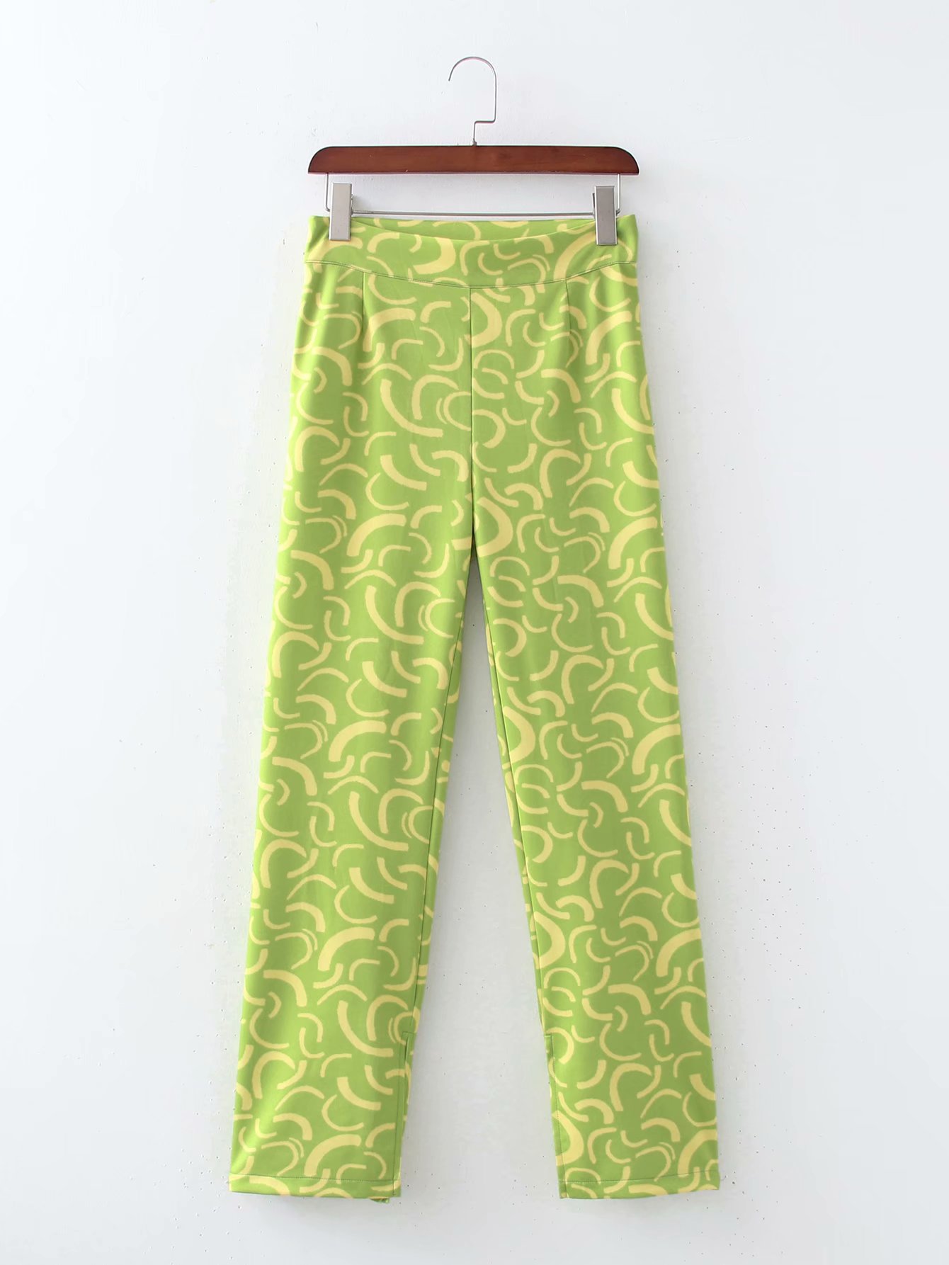 women s fluorescent green printed trousers nihaostyles clothing wholesale NSAM77890