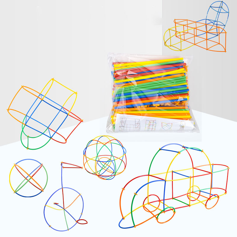 Children's Soft Straw Water Pipe Assembly Building Blocks Assembly Toys Educational Kindergarten Versatile Construction 4D Construction Materials