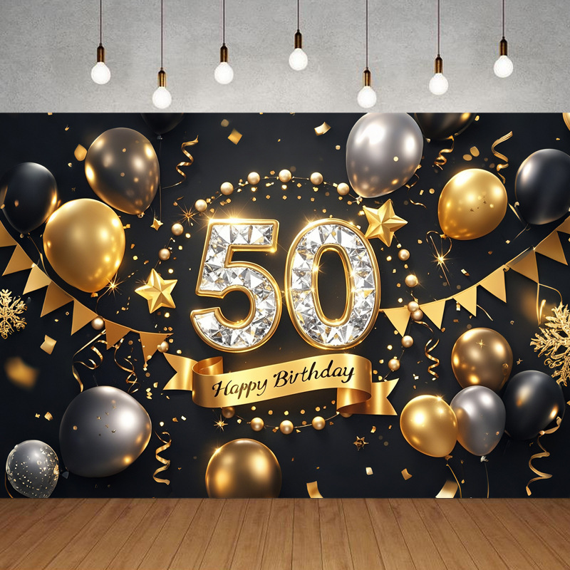 Nueva tela de fondo de feliz cumpleaños transfronteriza, carnaval de fiesta, serie principal de decoración de escenas, banner de cumpleaños