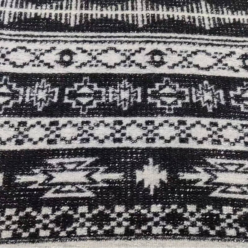 2025 New Style Knitted Wool Jacquard Black and White Pattern Coat Fabric Woolen Fabric Factory Store