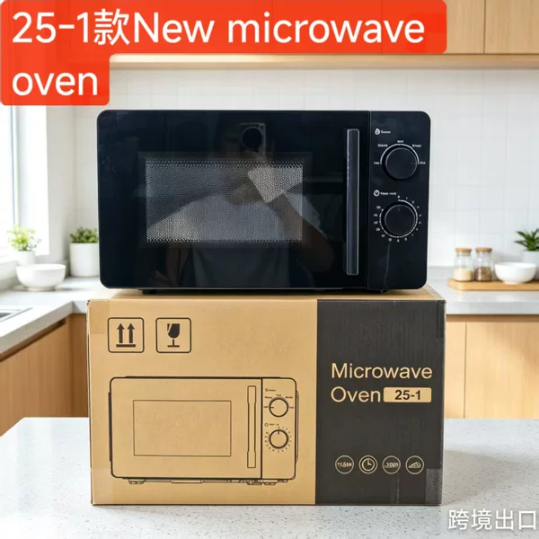 25L Microwave Oven for Home Use, Multifunctional Microwave with Turntable and Mechanical Knobs, Export Model