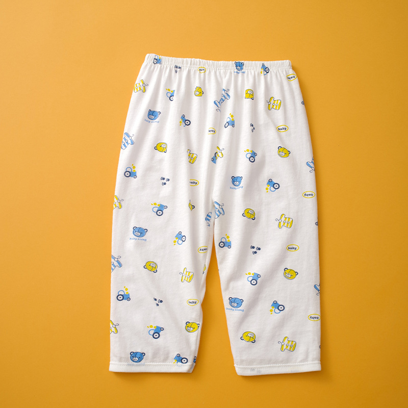 2023 primavera y verano Nueva Ropa interior de dibujos animados para el hogar hombres y mujeres traje de recién nacido Cuatro Estaciones de una sola cara Botón de algodón ropa de bebé