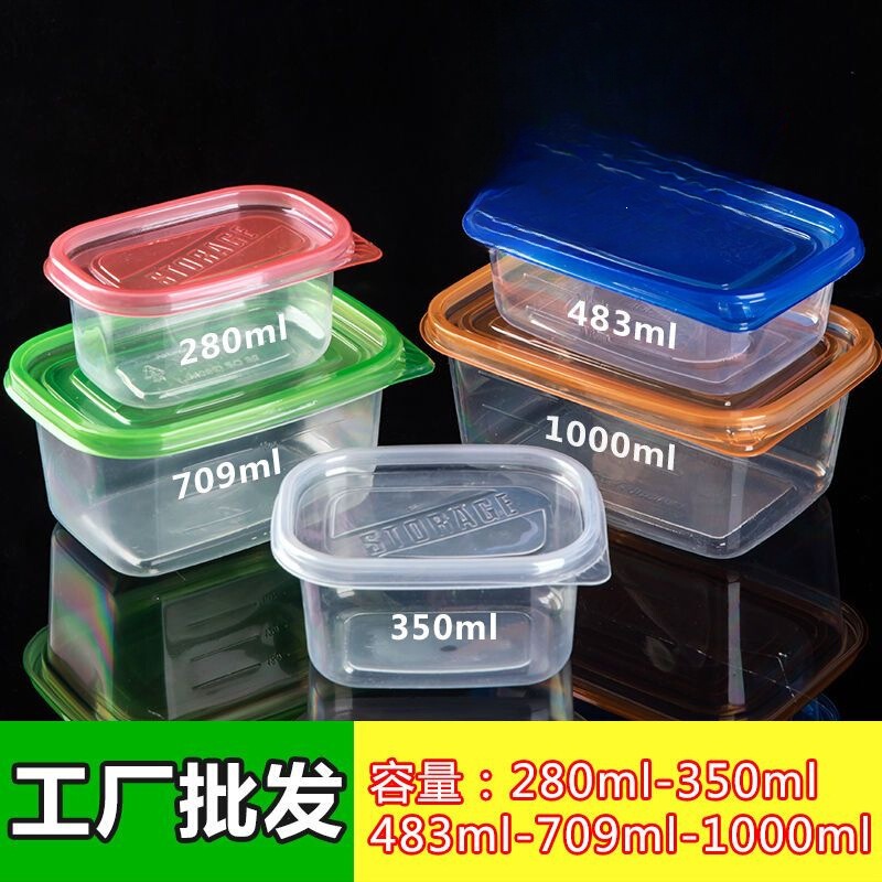 280ml Disposable Tableware, Fresh-Keeping Plastic Fruit Salad Packaging Box, Transparent Rectangular Lunch Box with Lid