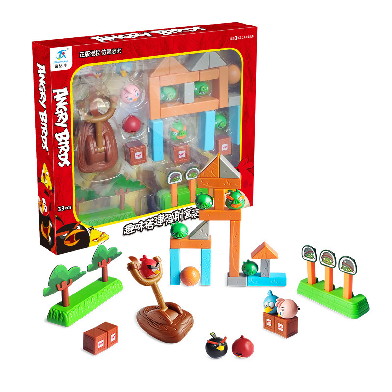 Rongdafeng Angry Birds Toy Building Blocks Scene Setup Slingshot Shooting Game Interactive Toy Set Figures