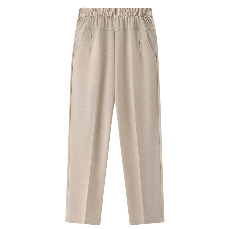 Middle-Aged and Elderly Women's Pants, Large Size, Elastic, Loose, Slimming, Straight-Leg Pants, Spring and Summer Thin Style, Mom Pants, Casual Cropped Pants Middle-Aged and Elderly Women's Pants, Large Size, Elastic, Loose, Slimming, Straight-Leg Pants, Spring and Summer Thin Style, Mom Pants, Casual Cropped Pants