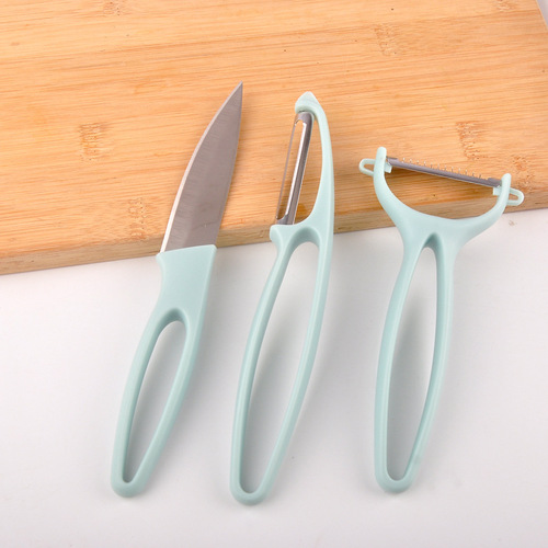 Manufacturer wholesale stainless steel fruit knife three-piece set vegetable and fruit peeler potato grater kitchen gadgets
