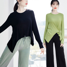 扣子民族广场爵士集训练形体上衣成人现代舞蹈练功服装女百搭纯色