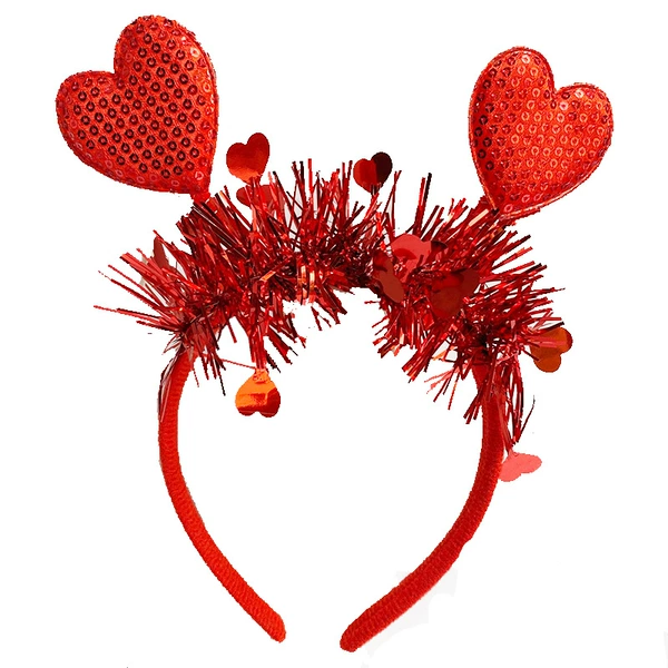 Red sequined heart + red flower rain silk