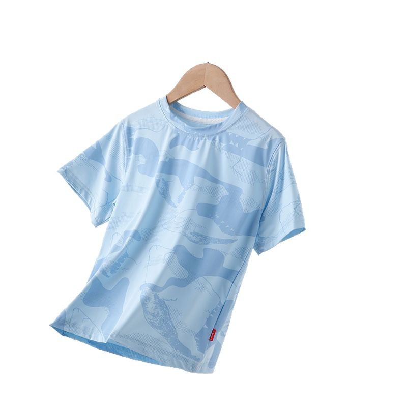 Children's Sports Boys' T-Shirt Summer Thin Breathable Quick-Drying Short-Sleeved Girls' Camouflage T-Shirt Summer New Outdoor Kidsren's Clothing